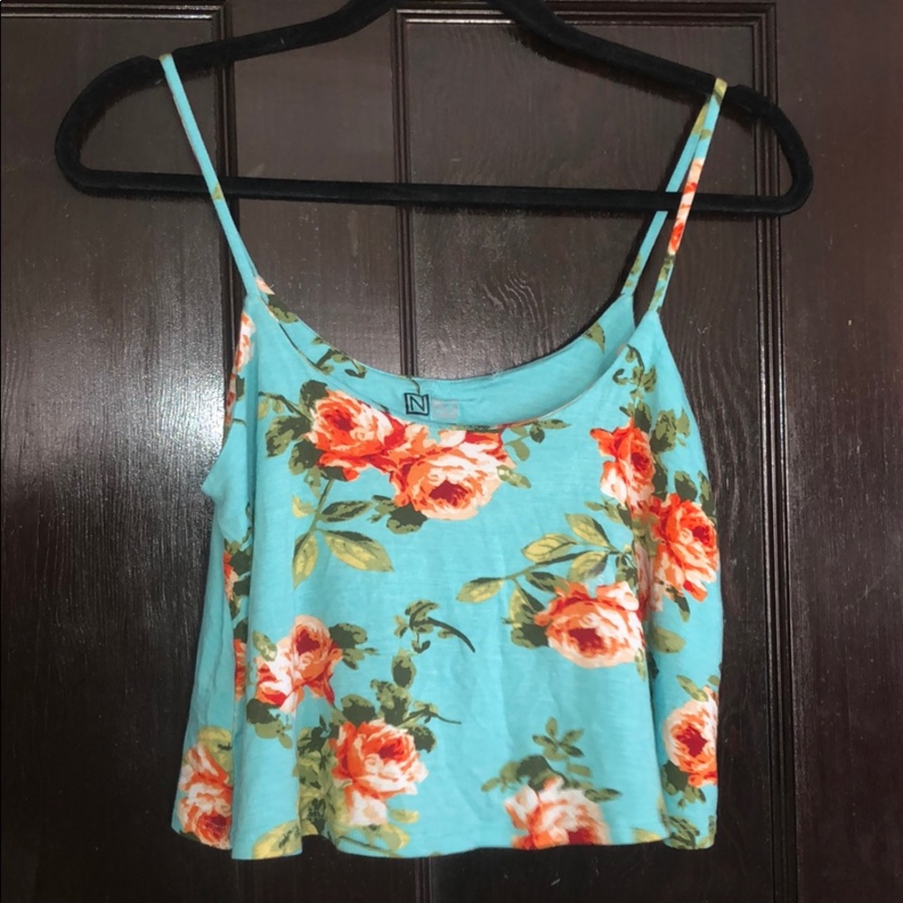 Blue floral crop top, size Small, Nollie